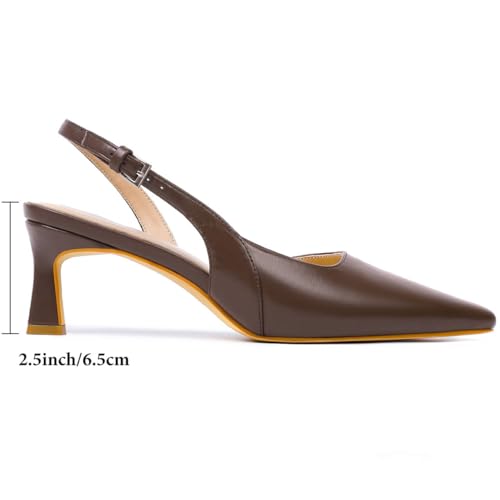 Image of Mostrin Kitten Heels for Women Slingback Pointed Closed Toe Heels Women's Pumps Shoes for Wedding, Party, Commuting