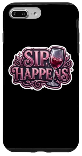 Sip Happens Funny Wine Lover ���f�B�[�X Pun Joke �i�� �X�}�z�P�[�X iPhone 7 Plus/8 Plus �p