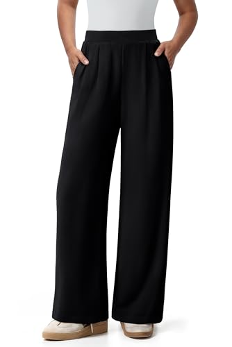 NIMIN Trousers Pants for Women Stretchy High Waisted Business Casual Slacks for Work Wide Leg Pleated Pull On Pants