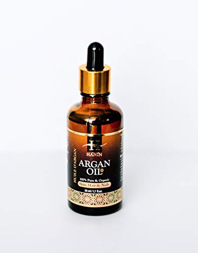 Organic Moroccan Argan Oil, 100% Pure, USDA Certified, Cold Pressed, Natural Moisturizer for Face, Skin, Hair & Cuticles (50ml/1.7oz)