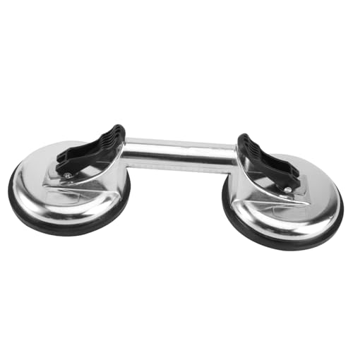 MUCKLILY 1pc 2 Glass Suction Cup Heavy Duty Suction Cup Double Tile Suction Lifter Dual Suction Cups Aluminum Suction Cup Lifter Vacuum Window Lifter Glass Mover Aluminum Alloy Silver
