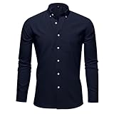 Casey Kevin Camisa Hombre Manga Larga - 100% Algodón - Cuello con Botones - Regular Fit - Informal Camisas