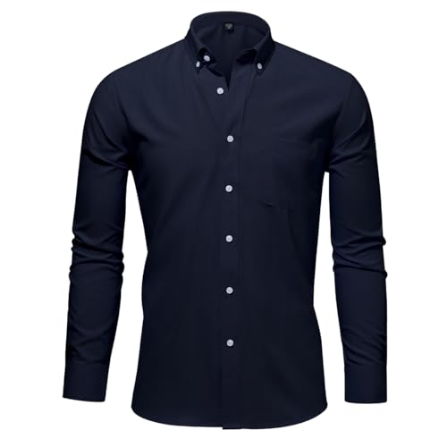 Casey Kevin Camisa Hombre Manga Larga - 100% Algodón - Cuello con Botones - Regular Fit - Informal Camisas
