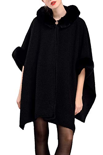 FOLOBE Women Polar Fleece Faux Fur Poncho Shawls Pashmina