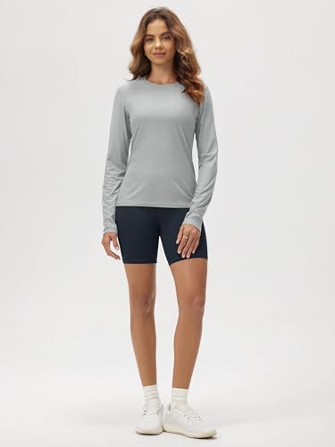 Image of ODODOS Women's Long Sleeve T-Shirt - Ultra Soft odSTRATUM Tech Performance Top UPF 50+ Breathable Crew Neck Pullover