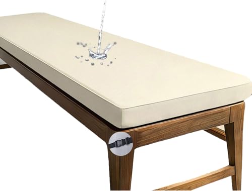 Coussin de banc imperméable beige 43x22x2 pouces pour mobilier de patio et jardin - 2