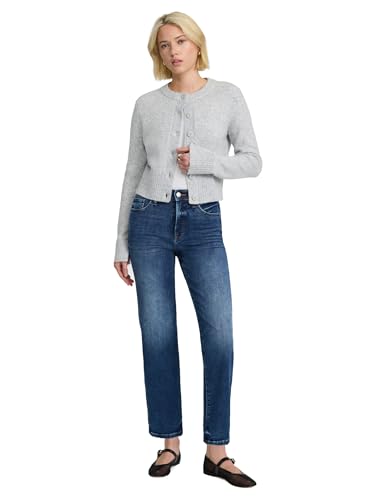 EXPRESS Women’s Straight Ankle Jeans – High Rise Figure-Balancing...
