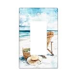 Copertura per interruttore della luce della sedia da spiaggia, copertura per interruttore/uscita, scena del mare blu costiero per decorazione domestica, piastre da parete in materiale termoplastico