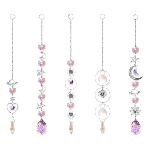 LCUHAVA 5 Pezzi Acchiappasole, Stella Acchiappasole e Decorazioni Sole, Luci Artigianali Acchiappasole Decorazioni Finestra per Casa Giardino Partito Matrimonio Decorazione Esterna