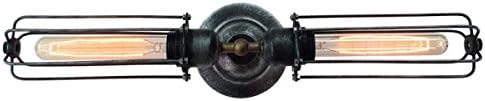 Double Head Wall Lamp Retro Wrought Iron Sconces Industrial Cage Lighting