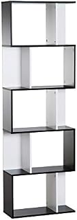 HOMCOM 5-tier Bookcase Storage Display Shelving S Shape design Unit Divider Black