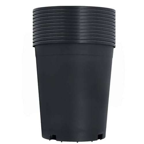 LiGuVCY 10 Pack 5 Gallon 11inch Black Nursery Pot Planter Grower Flower Pot Garden Seedling Planters Containers Plastic Injection Molded Pots with Drainage Holes