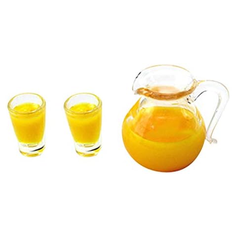 lamta1k Dollhouse Jug& Cup,Miniature Dolls House Ornaments,1/12 Simulation Milk Juice Jug Cup Model Mini Doll House Dining Room Accessories - Juice# Cover