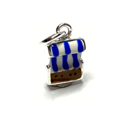Anhänger 925 Silber Strandkorb blau/weiß Kettenanhänger maritim...