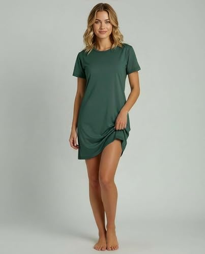 Image of Real Essentials 3 Pack: Women's Cotton Short Sleeve Nightgown Nightshirt Sleepshirt Ladies Sleepwear (Available in Plus Size)