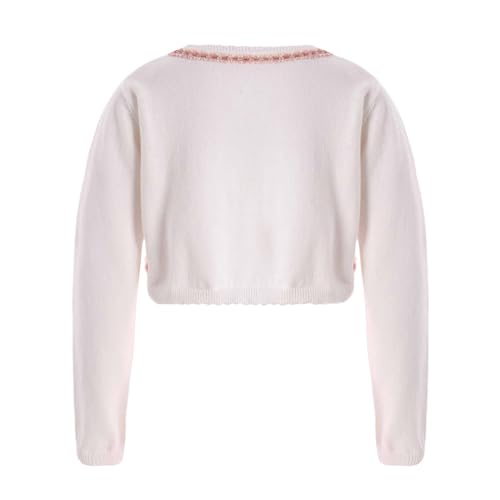 Little Girls Knitted Shrug Open Front Cropped Sweaters Tops Long Sleeve Bolero Cardigan2
