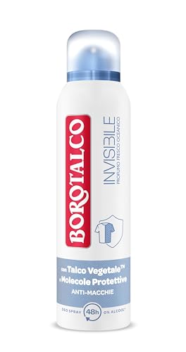 Borotalco, Deodorante Spray Invisibile Azzurro, Formula Senza Alcool con Talco Effetto Barriera, Cattura e Non Trasferisce Aloni, 48h di Efficacia, Profumo Fresco Oceanico - 1 Flacone da 150 ml