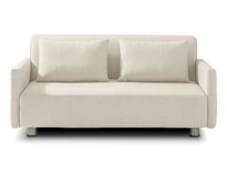 EVERGREENWEB Canapé-lit 2 Places Convertible en Lit avec Matelas 140x190 Effet Massant 0rthopédique, Extensible Sofa Bed Pliable, Housse Déhoussable et Lavable Couleur Beige, 2 Coussins Inclus | EDITH