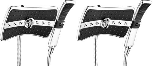 Image of BRIGHT SHOWERS High Pressure Dual Shower Head Combo, Handheld Showerhead Rainfall Shower Head Combo with Black Face, 60 Inch Long Stainless Steel Shower Hose, Chrome (Pack of 2)