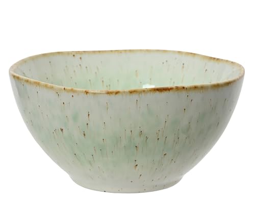 Decoris Cuenco de cerámica 15 x 7 cm – Cuenco de gres vintage beige verde – Cuenco para servir ensalada – Sopa – Vajilla con diseño rústico – cuencos y cuencos