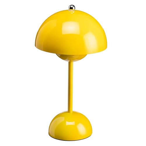 Luxus - Tischlampe Touch Deluxe - Josephine - Gelb - H30 x Ø16 - Terrassenlampe - Schreibtischlampe - LED - Wiederaufladbar - Dimmbar - Kabellos - Tischlampe für innen und außen