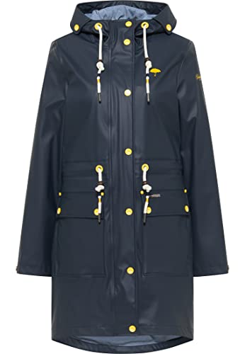Schmuddelwedda Damen Regenmantel, Marine Marine Melange, XL