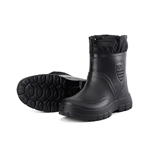 CLSQLXYJZC Rubber Work Boot for Men, Outdoor Plush Warm Adjustable Windproof Waterproof Cloth Mouth Men's Anti-skid Fishing Boots, for Farming Gardening Hunting Boots4