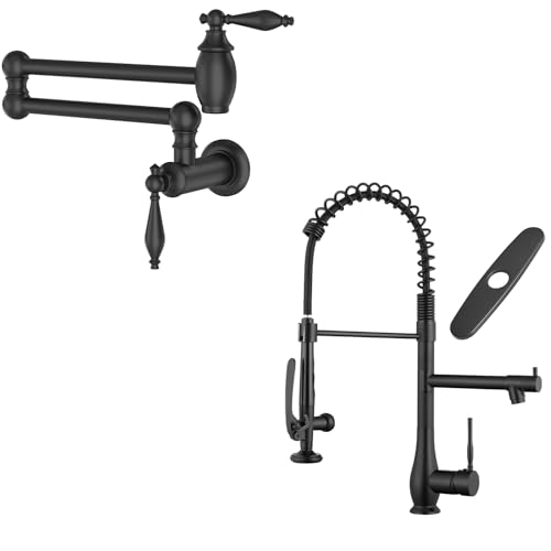 Robinet cuisine commercial noir mat HMJGDZG avec pulvérisateur
