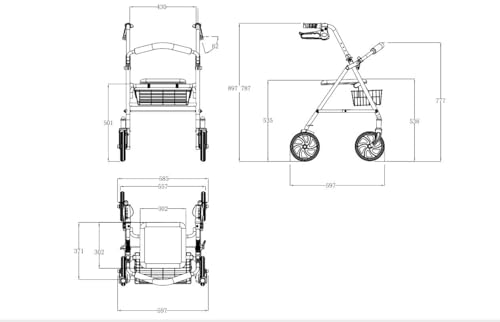 Fenixshop24 – Deambulatore Pieghevole In Acciaio - Con Cestino - Sedile Imbottito E 4 Ruote - Leggero - 8