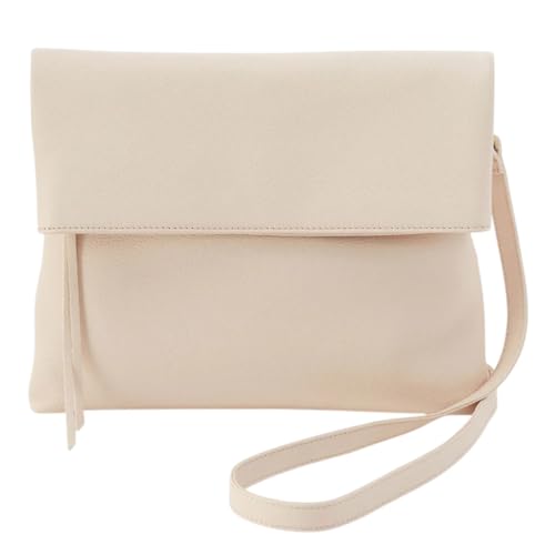 Sac à bandoulière en cuir grainé crème avec bandoulière ajustable et fermeture zippée
