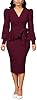 Burgundy Dress for Women Wear to Work Sexy Wrap V ... #2