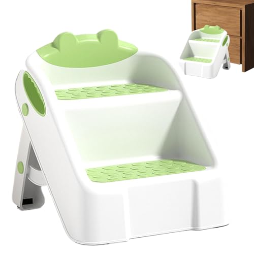 Escalera plegable – Herramientas de configuración para niños pequeños, accesorios de baño | Manija de torre de inodoro de aprendizaje, escalera de 2 escalones de altura ajustable, escalera de escalón