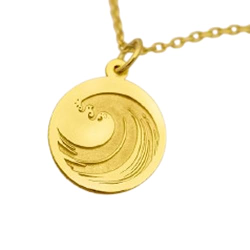 Collier vague océanique 24mm en argent sterling plaqué or de haute qualité