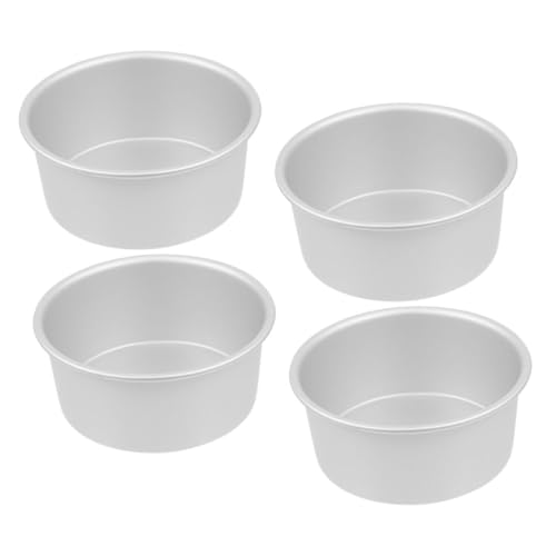Alipis Juego de Moldes para Pasteles Redondos de 4 Pulgadas Moldes de Aleación de Aluminio Anodizado Fondo Desmontable Set de 4 Piezas para Hornear Tartas Mousse y Postres Caseros