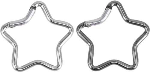 Silver and Gray Locking Carabiner Aluminum Alloy Carabiner Hook Keychain Hook Clips Locking Carabiner Hiking Clips with Spring Snap Lock Five Pointed Star Carabiner Camping Tent Accessories