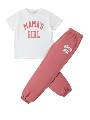 Image of Kids Toddler Girl Clothes Letter Print Graphic Top and Jogger Pants 2PC Summer Clothing Set