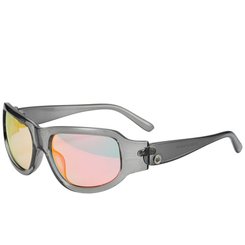 Cyxus Y2K Sunglasses Wraparound Futuristic Sunglasses Women Men Swift Oval Fashion Sport Shades Mirrored Trendy Glasses 1237