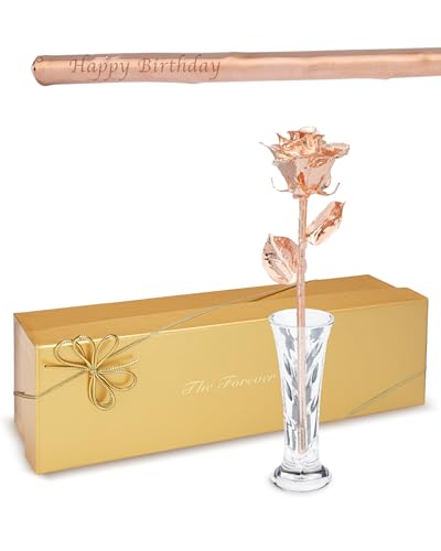 Image of Forever Rose Rose Gold Dipped Rose, Custom Laser Engraved Rose Gold Flower