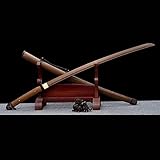 [Mejores materiales]: Katana es pintura de aleación Handguard, tallado de flores oscuras, exquisito. La vaina y la hoja están hechas de palo de rosa natural. La hoja está hecha de palo de rosa natural. Todos los materiales son los mejores！