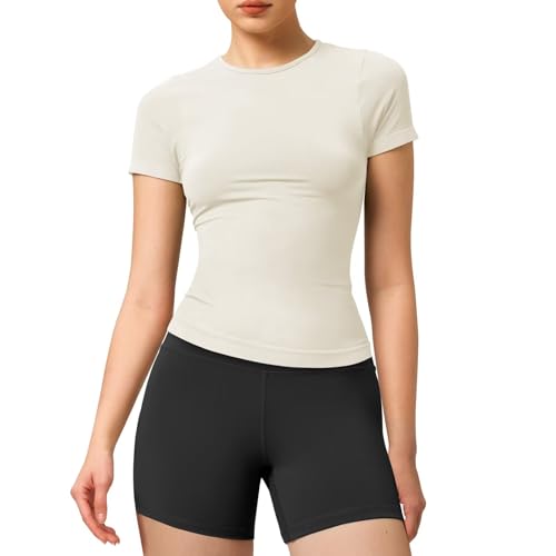 Damen T Shirt Sports Rundhalsausschnitt Leichtes, Soft Stretch Top, Kurzarmshirt für Casual Life, Sommer, Gym