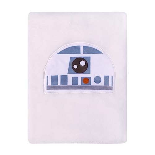 Image of NoJo Star Wars R2D2 Blue and White Super Soft Character Shaped Toddler Blanket