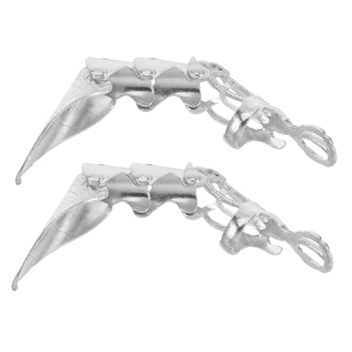 MERRYHAPY 2個 女の子の指関節リング パンクリング パーティーリング ハロウィン指の装飾 男性用ゴスリング ジュエリーアクセサリー 男性用の指の爪 ハンドジョイントリング 合金 Silver