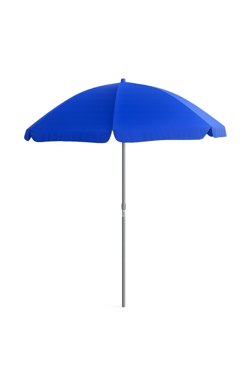 Generico Ombrellone Antivento da Mare Spiaggia Giardino Diametro 200cm con Palo in Metallo 32mm Struttura a 8 Stecche in Fibra di Vetro e Rivestimento in Tessuto Poliestere 200g Anti UV (Blu)