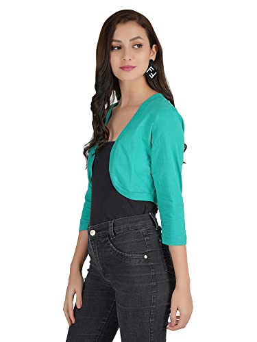 Image of PepTrends Solid Cotton Knitted Short Shrug with Front Open