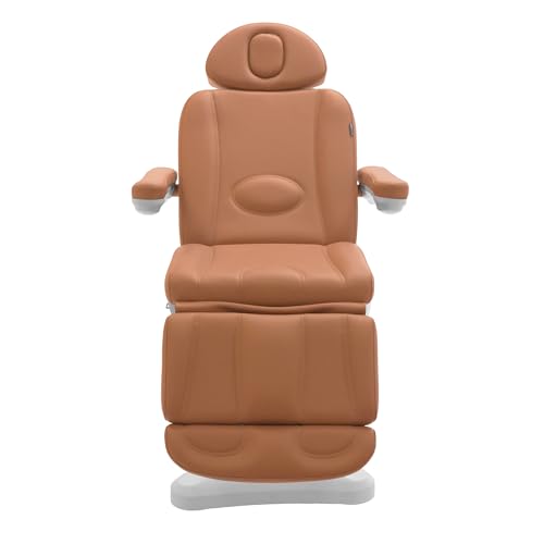 Image of SKINACT Malibu Electric Medical Spa Facial Treatment Chair /Table with 240 Swivel Base, Adjustable Backrest, Leg Rest and Wired Hand Remote Control (Camel)