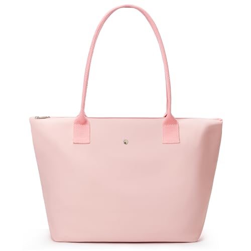 KALIDI Tote Bag for Women Nylon Top-Handle Purse,Shoulder Hobo handBag with Zipper Leisure Foldable Weekend Pink