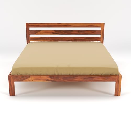 Image of Shisso FurnitureSheesham Wood King Size Bed Without Storage for Bedroom Living Room Solid Wood King Bed | Finish Color - Brown, DIY