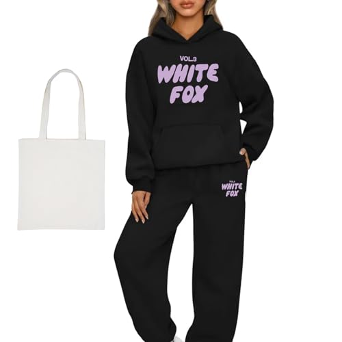 Oversized Two Piece Outfit, Tracksuit Womens Full Sets,Jogging Pants Lounge Outfits Casual Co Ord Sets Streetwear, Suitable for women's fitness (UK, Alpha, M, Regular, Regular, Black)