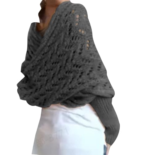 Image of Knitted Cable Wrap for Women Multifunctional Scarf with Sleeves Crochet Sweater Scarf with Sleeves