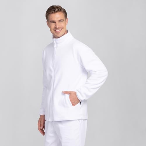 EXNER Herren-Fleecejacke, langarm, Stehkragen, Seiteneingrifftaschen, Zipper, weiß, Größe M – Bild 5